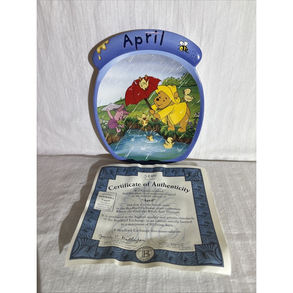 Bradford Exchange Disney Winnie the Pooh April Whole Yr Through Collector Plate